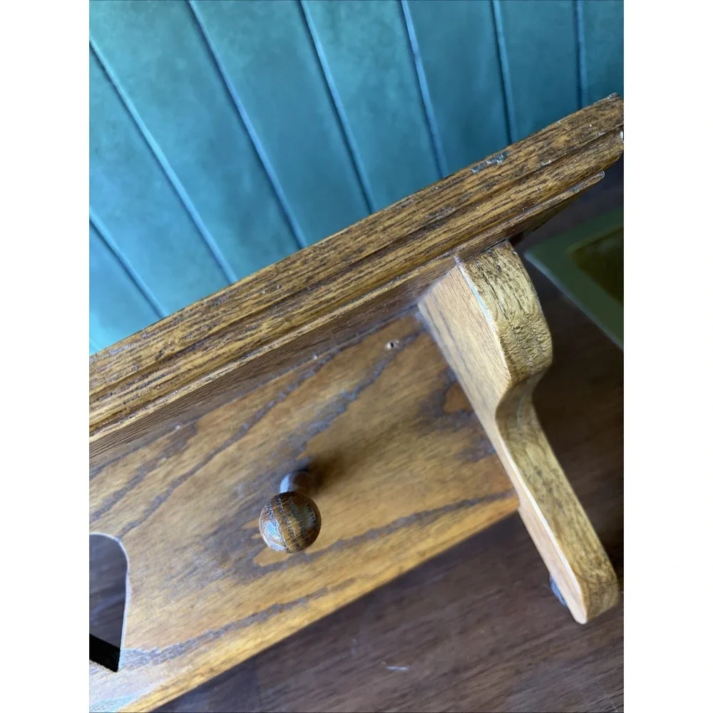 VTG SHELF WALL MOUNT WOOD HANDCRAFTED HEART CUTOUT RUSTIC SHELF/PEG HOOKS